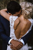 Ivory Lace Mermaid V Neck Cap Sleeves Wedding Dresses, Birdal Gown, PW373 | backless wedding dresses | cheap wedding dresses | wedding dresses near me | promnova.com