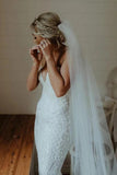 Ivory Mermaid Sweetheart Strapless Wedding Dresses With Lace Appliques, PW403 | wedding dresses near me | tulle wedding dress | summer wedding dress | promnova.com