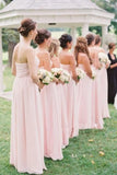 Light Pink Chiffon A Line Strapless Sweetheart Neckline Bridesmaids Dresses, PB197 | bridal party dress | chiffon bridesmaid dresses | wedding party dresses online | promnova.com