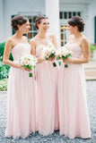 Light Pink Chiffon A Line Strapless Sweetheart Neckline Bridesmaids Dresses, PB197 | cheap bridesmaid dresses | simple bridesmaid dress | pink bridesmaid dress | promnova.com