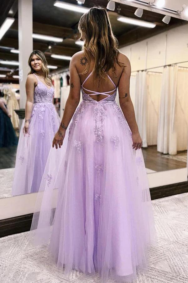 Tulle lace prom dress | long prom dresses | evening dresses | promnova.com