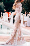Mermaid lace wedding dresses | champagne wedding dresses | cheap wedding dresses online | promnova.com