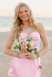 Mint Satin Strapless Keyhole Backless Short Homecoming Dresses, PH453 image 3