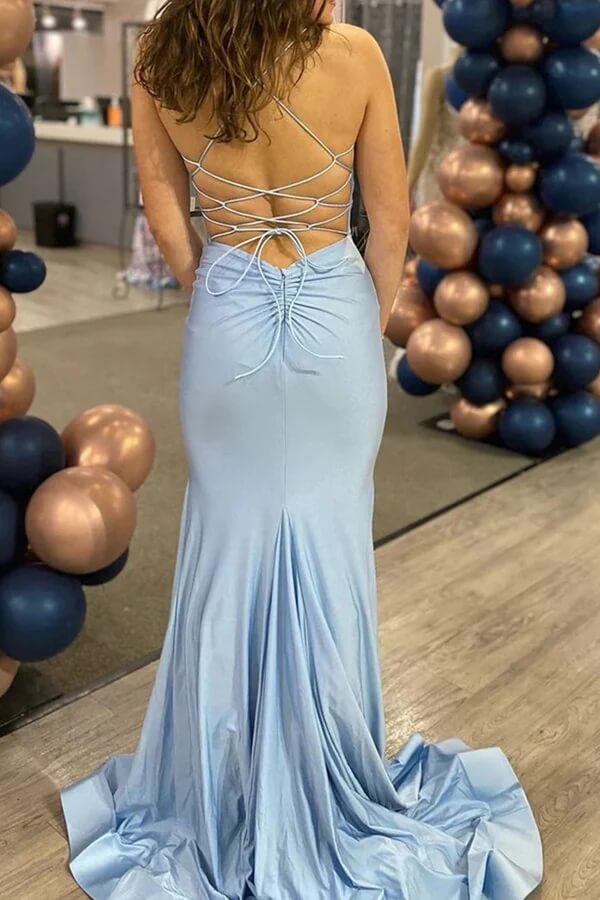 Orange Mermaid V Neck Tight Prom Dresses With Train, PL629 | Promnova Custom Size / Blue Orange Mermaid V Neck Tight Prom Dresses With Train, PL629 | Promnova Custom Size / Blue