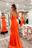 Orange Spandex Mermaid Spaghetti Straps Prom Dresses, Party Dress, PL624 | cheap long prom dresses | new arrival prom dress | prom dress for girls | promnova.com