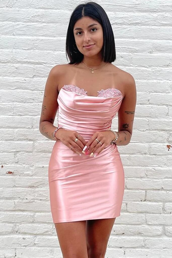 Pink Strapless Sweetheart Short Homecoming Dresses, PH425 | Promnova US10 / Pink Pink Strapless Sweetheart Short Homecoming Dresses, PH425 | Promnova US10 / Pink