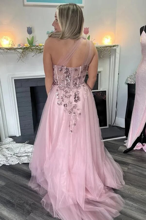 2 in one prom dresses 2 in 1 Hot Pink Sparkly Ball Gown V Neck Long Prom Dress with High Slit Detachable Train ARD2885