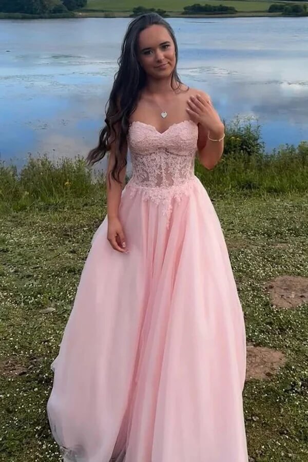 A-Line Strapless Sweetheart Sleeveless Pink Prom Dress PSK642 US6 / Custom Color A-Line Strapless Sweetheart Sleeveless Pink Prom Dress PSK642 US6 / Custom Color