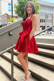 Red Lace Sequins A Line Short Homecoming Dresses, Graduation Dresses, PH470 | where to buy homecoming dresses | homecoming dresses near me | red homecoming dress | promnova.com