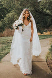 Rose Lace A Line Sweetheart Spaghetti Straps Beach Wedding Dresses, PW363 | beach wedding gown | wedding dresses near me | bridal outfit | promnova.com