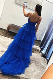 Royal Blue Tulle A Line Spaghetti Straps Layers Princess Prom Dresses, PL630 | cheap prom dress | new arrival prom dress | evening gown | promnova.com