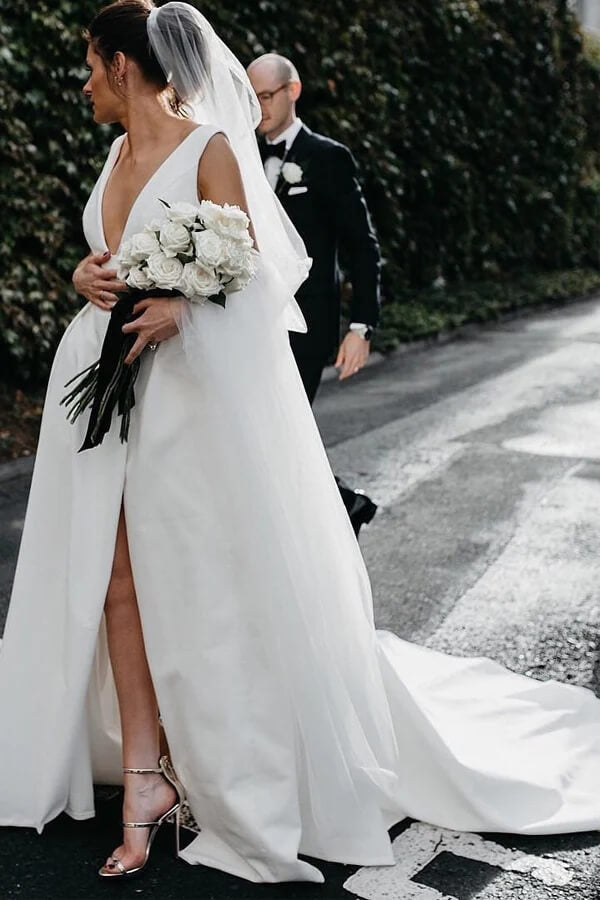 a line open back wedding dress Low Back A-Line Wedding Dress