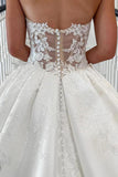 Satin Ball Gown Sweetheart Vintage Wedding Dresses With Appliques, PW453 image 4