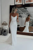 Satin Lace Mermaid Spaghetti Straps Cowl Neck Wedding Dress, Bridal Gown, PW523 | cheap wedding dresses online | simple wedding dress | satin wedding dress | promnova.com