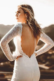 Satin Sheath V Neck Long Sleeve Vintage Wedding Dresses, Bridal Gown, PW513 | lace wedding gown | beach wedding dress | wedding dress nearby | promnova.com
