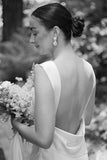 Silk Satin Sheath Cowl Neck Rustic Wedding Dresses, Simple Bridal Gown, PW512 image 5