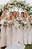 Silver Satin Sheath One Shoulder Bridesmaid Dress, Wedding Party Dress, PB178