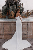 Simple Satin Mermaid Off-the-Shoulder Wedding Dresses With Train, PW529