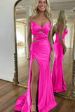 Simple Satin Mermaid Spaghetti Straps Long Prom Dresses, Evening Dresses, PL743 image 3