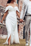 Simple Satin Mermaid Sweetheart Neck Wedding Dresses With Slit, Bridal Gown, PW533 | beach wedding dress | outdoor wedding dress | custom made wedding dress | promnova.com