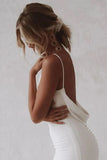 Simple Stretch Satin Mermaid V Neck Wedding Dresses With Train, PW519 | vintage wedding dress | boho wedding dress | wedding dresses shops | promnova.com