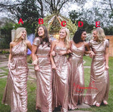 Rose Gold Sequins Mixed Style Bridesmaid Dresses, PB179 | Promnova US10 / Custom Color / A Rose Gold Sequins Mixed Style Bridesmaid Dresses, PB179 | Promnova US10 / Custom Color / A