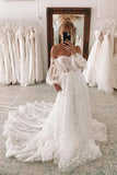 Tulle A-line Sweetheart Bohemian Wedding Dresses With Lace Appliques, PW377 image 2