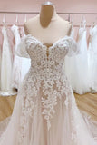 Tulle A Line Off The Shoulder Lace Appliques Wedding Dresses, Bridal Gown, PW499 image 3