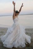 Tulle A Line Strapless Sweetheart Beach Wedding Dresses With Appliques, PW525 | cheap lace wedding dress | sexy wedding dress | vintage wedding dress | promnova.com