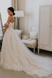 Tulle A Line Sweetheart Neck Wedding Dresses With Lace Appliques, PW366 | lace wedding dresses | wedding dress stores | wedding dresses near me | promnova.com