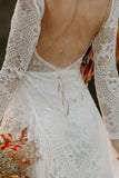 Tulle Lace A-line Scoop Backless Long Sleeves Beach Wedding Dresses, PW402 | backless wedding dress | wedding dress stores | wedding dresses online | promnova.com