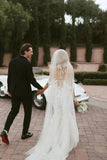 Tulle Mermaid Off-the-Shouder Lace Appliques Sweetheart Boho Wedding Dress, PW524 | backless wedding dress | cheap wedding dresses online | outdoor wedding dress | promnova.com