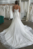 Tulle Mermaid Sweetheart Spaghetti Strap Wedding Dresses With Bow, PW468 | cheap wedding dresses online | bohemian wedding dress | tulle wedding dress | promnova.com