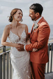 Tulle Mermaid V Neck Spaghetti Strap Bohemian Wedding Dress With Lace, PW465 | sexy wedding dress | wedding dress stores | summer wedding dress | promnova.com