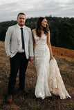 Tulle Sheath V Neck Princess Boho Wedding Dresses With Lace Appliques, PW406 image 3