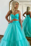 Unique Mint Green Tulle A-line Off Shoulder Prom Dresses, Party Dress, PL640 | simple prom dress | cheap prom dress | new arrival prom dress | promnova.com