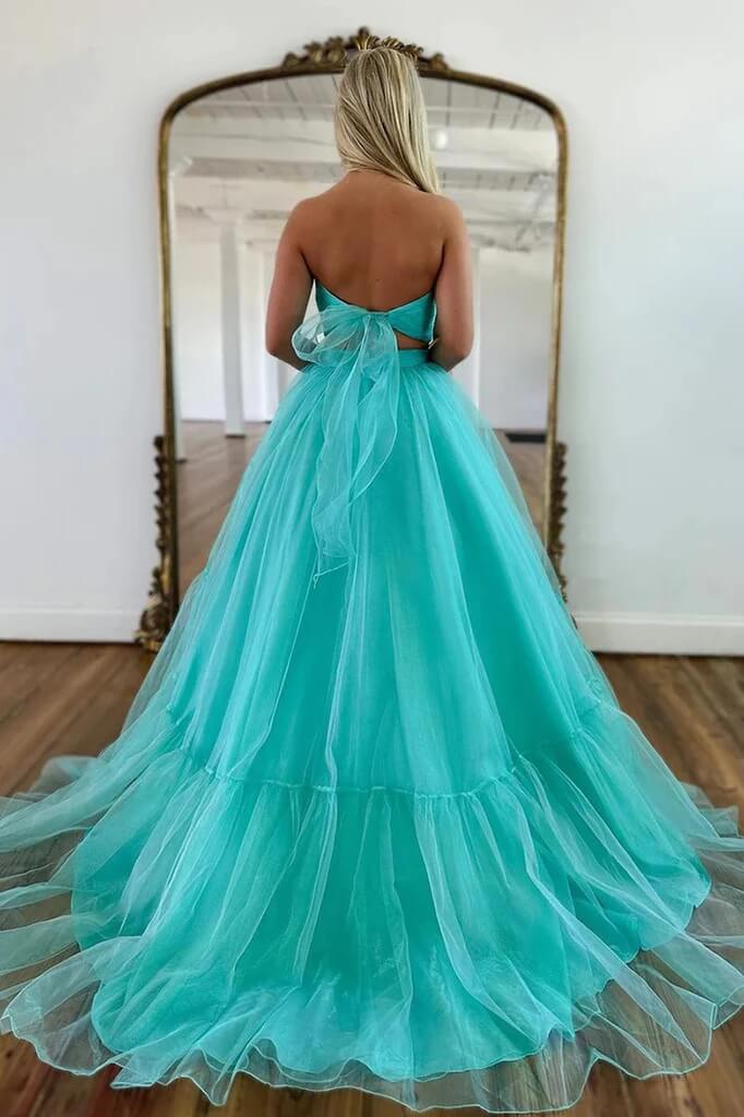 Mint Green Tulle A-line Off Shoulder Prom Dresses, PL640 | Promnova Mint Green Tulle A-line Off Shoulder Prom Dresses, PL640 | Promnova