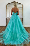 Unique Mint Green Tulle A-line Off Shoulder Prom Dresses, Party Dress, PL640 | prom dresses for girls | evening gown | long prom dresses online | promnova.com