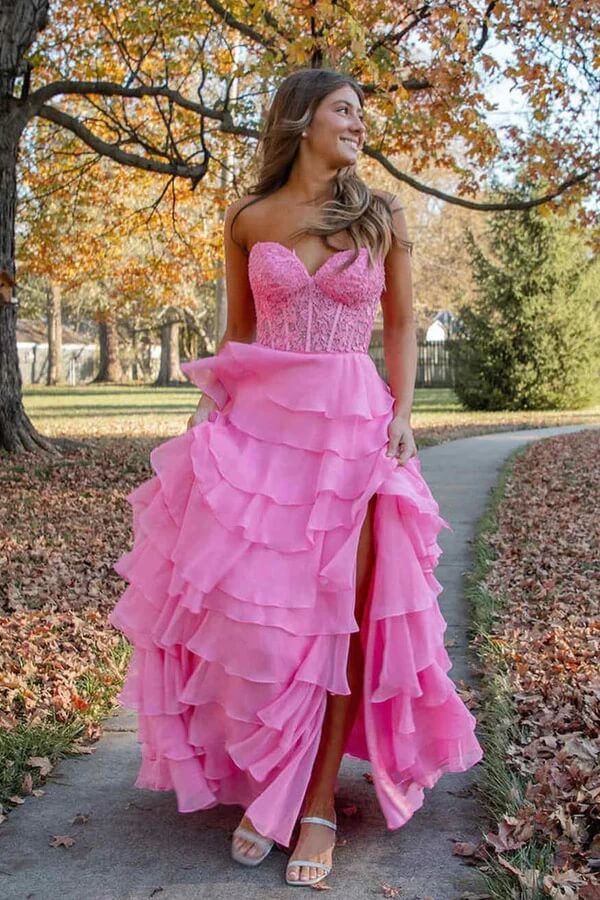 Yellow Chiffon A Line Sweetheart Corset Prom Dresses, PL616 | Promnova Yellow Chiffon A Line Sweetheart Corset Prom Dresses, PL616 | Promnova