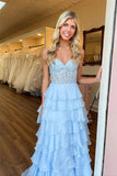 Yellow Chiffon A Line Sweetheart Corset Prom Dresses With Lace Appliques, PL616 | blue prom dress | prom dress for girls | new arrival prom dress | promnova.com