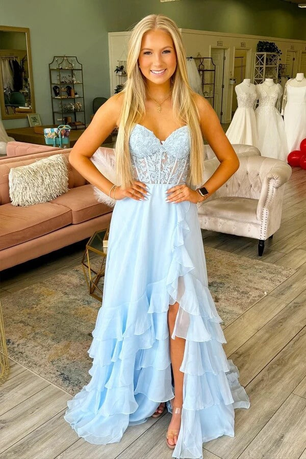 Yellow Chiffon A Line V Neck Ruffles Prom Dresses, PL700 | Promnova Yellow Chiffon A Line V Neck Ruffles Prom Dresses, PL700 | Promnova