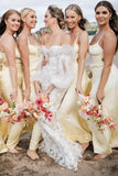 Yellow Satin Sheath Spaghetti Straps Long  Bridesmaid Dresses, PB186 | wedding party dress | bridesmaid dress near me | bridesmaid dress shops | promnova.com