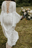 A Line Lace Long Sleeves Lace Up Back Beach Wedding Dresses, Bridal Gown, PW295 | beach wedding dresses | wedding dresses stores | wedding dresses near me | promnova.com