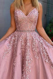Beautiful A Line Two Pieces Lace Appliques Prom Dresses, Evening Dresses, PL480 | Pink prom dress | evening gowns | long formal dresses | promnova.com