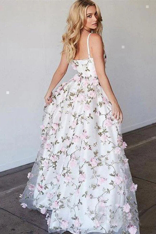 V Neck 3D Flower Prom Dresses, 3D Floral Lace Formal Evening Dresses, US 16 / Custom Color / With Rush+$19.99 V Neck 3D Flower Prom Dresses, 3D Floral Lace Formal Evening Dresses, US 16 / Custom Color / With Rush+$19.99