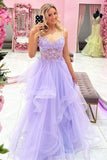 Beautiful Purple A Line V Neck Beaded Lace Appliques Long Prom Dresses, PL515 | lace prom dresses | long prom dresses | beaded prom dresses | promnova.com