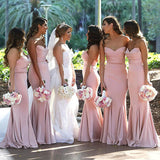 Blush Pink Satin Strapless Long Bridesmaid Dresses, Wedding Party Dresses, PB130 | cheap bridesmaid dresses | long bridesmaid dresses | budget bridesmaid dresses | promnova.com