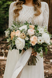 long sleeves wedding dresses | beach wedding dresses | a line wedding dresses | www.promnova.com