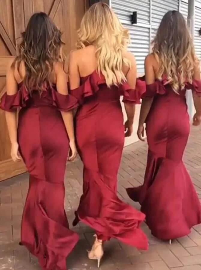 Burgundy Mermaid Spaghetti Strap Bridesmaid Dress PB157 | promnova.com US4 / Custom Color Burgundy Mermaid Spaghetti Strap Bridesmaid Dress PB157 | promnova.com US4 / Custom Color
