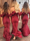 Burgundy Mermaid Spaghetti Straps Bridesmaid Dresses, Wedding Party Dress, PB157 | maid of honor dresses | plus   size bridesmaid dress | boho bridesmaid dresses | promnova.com
